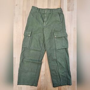 J.Crew Oarsman Military Camp Pant Cargo Pocket Twill Sz 28 Buckle Sides Olive